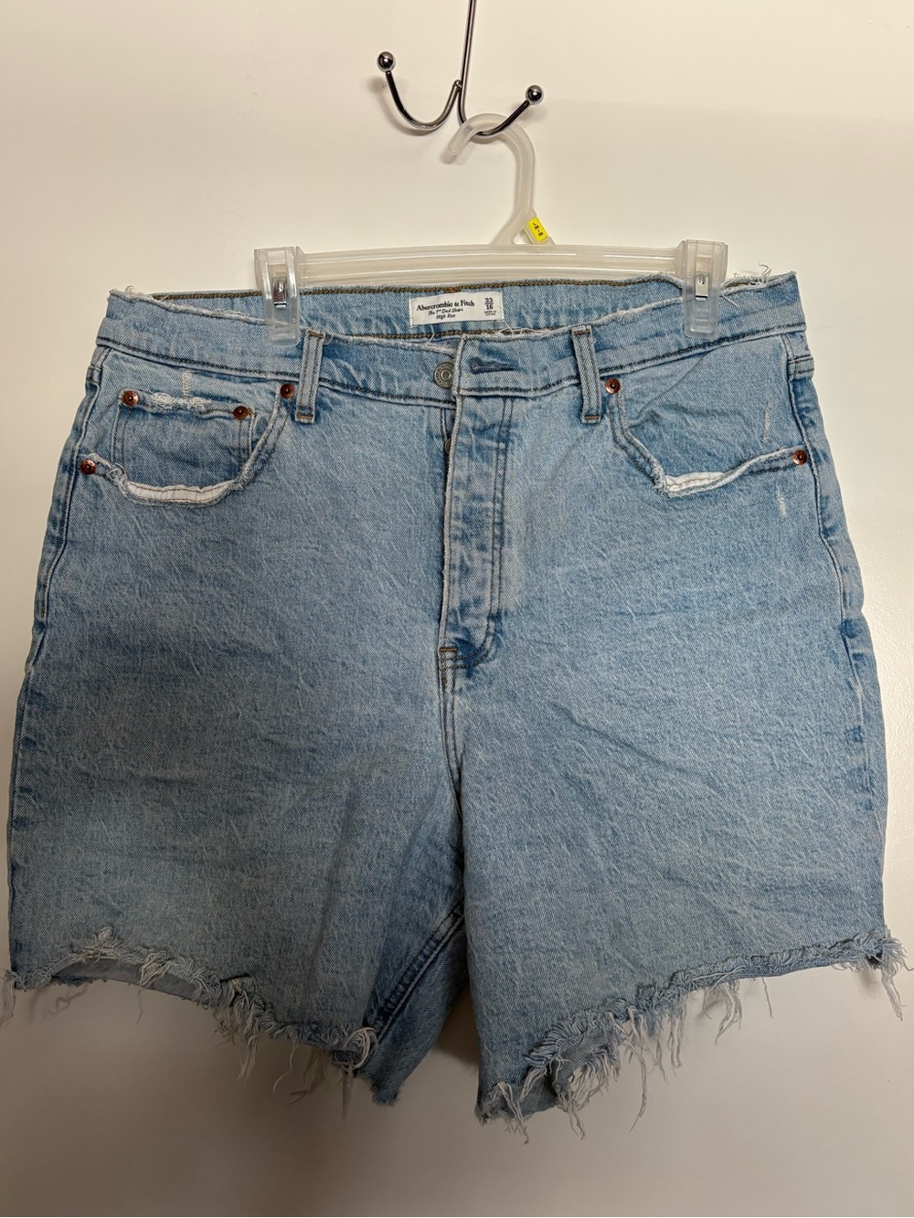 Abercrombie & Fitch Light Blue High-Rise Cutoff Denim Shorts